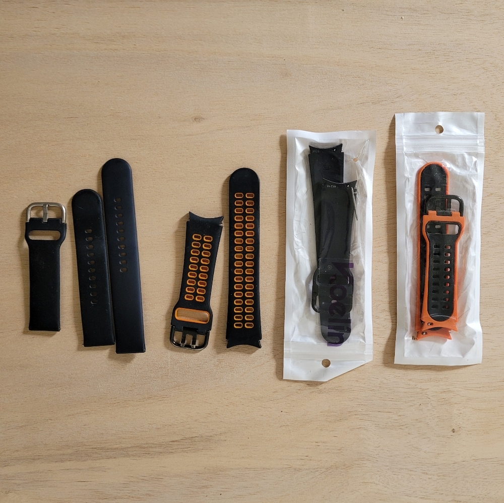 Galaxy Watch 4 Plastic Bands Black Orange Bundle